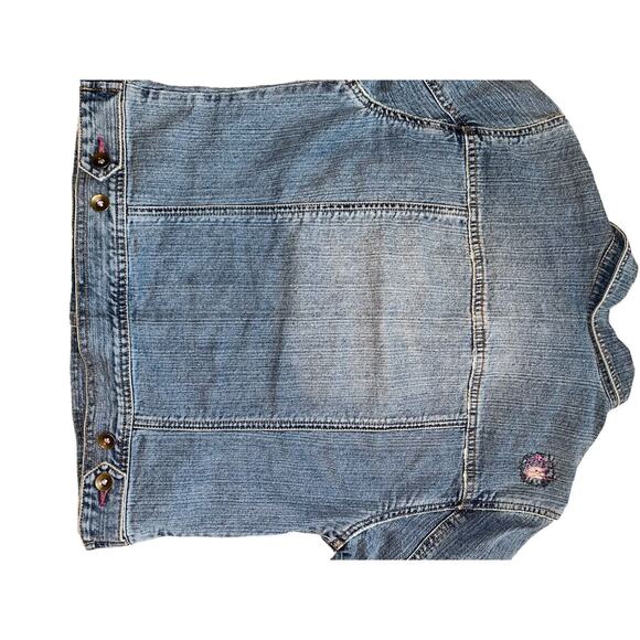 Lilu Distressed Biker Denim‎ Jacket NWT Size Large Cotton Stretch Pacsun - Picture 5 of 9